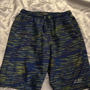 Boys Eddie Bauer Navy and Lime Athletic swim Shorts 14/16
